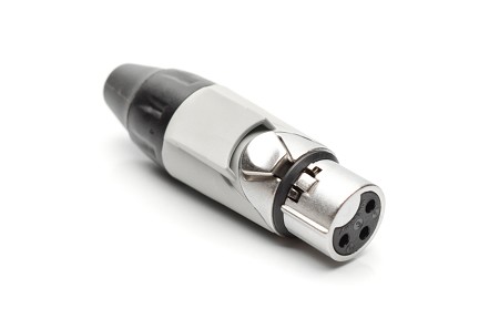 AX3F8M  3 pole Socket (Female) Plug. AX XLR Audio Cable Connector. Satin Nickel, w/ Grey Marking Sleeve