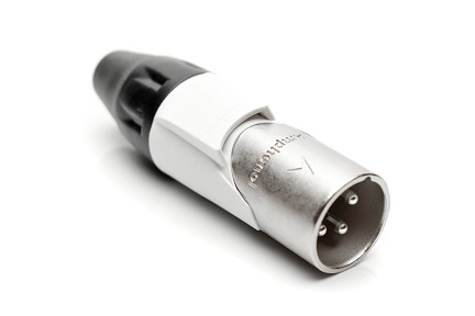 AX3M9M  3 pole Pin (Male) Plug. AX XLR Audio Cable Connector. Satin Nickel, w/ White Marking Sleeve