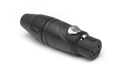 AX4FB BULK  4 Pole XLR Female Cable Connector, Black Finish, Bulk Packaging