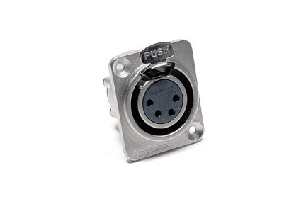 AX4FD  4 Pole XLR Female Chassis Mount, Standard, Machined Contacts, Nickel Finish