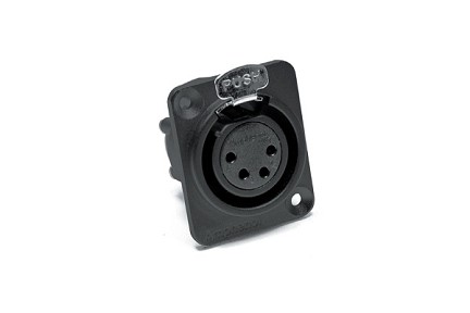 AX4FDB  4 Pole XLR Female Chassis Mount, Standard, Machined Contacts, Black Finish