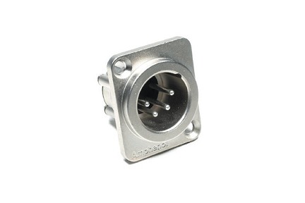 AX4MDV-M3  4 Pole XLR Male Chassis Mount, Vertical PCB (M3 Threaded Holes), Machined Contacts, Nickel Finish