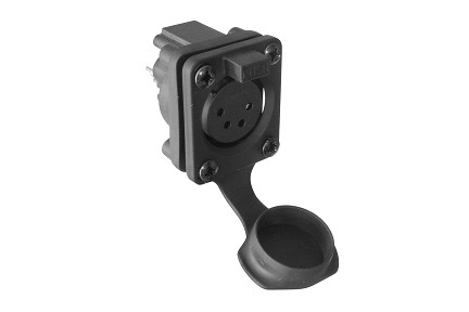 AXS4FPV  4 Pole Vertical Female Receptacle PCB Mount with Protective Cap, IP65, For 1.0mm to 1.5mm Panel Thickness