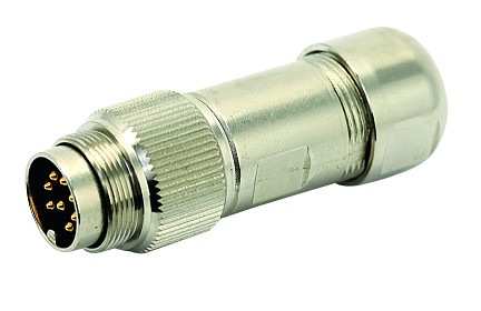 C091 11H007 001 4 - M16 Male cable connector with internal strain relief and metal locking ring. 7 contacts, 6-8mm cable diameter.
