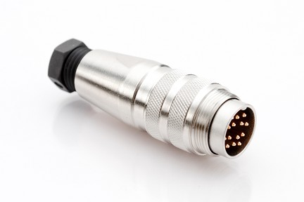 C091 31H014 200 2 - M16 Male cable connector with internal strain relief and metal locking ring.  14 contacts, gold plated, 4-6mm cable diameter.  Contacts included. Comparable to PN# 99-5651-00-14, 99-5651-15-14, 99-5451-00-14, 99-5451-15-14