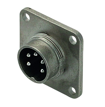 C091 31S008 200 2 - M16 Flange mount male metal receptacle with O-ring seal and ring nut.  8 contacts, gold plated.  Contacts included.
