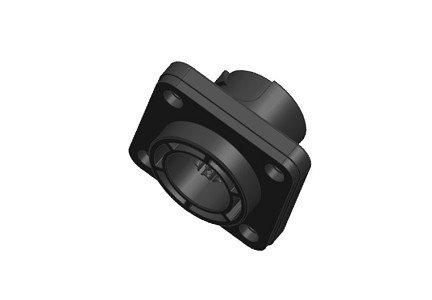 C09131T0062095U  Female Square Flange Receptacle, Front Mount, Quicklock, Size M16, 6 Contacts, Gold Contact Plating