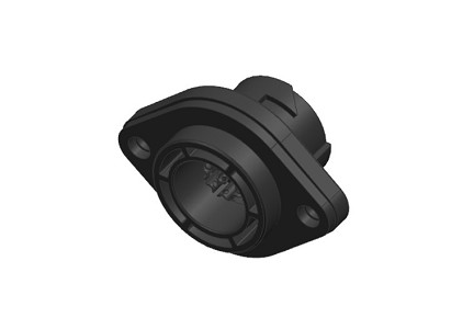 C09131T0121065U  Female Two Flange Receptacle, Front Mount, Quicklock, Size M16, 12 Contacts, Silver Contact Plating