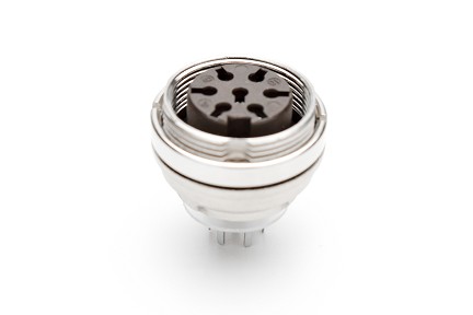 C091 61G007 120 2 - M16 Rear mounting female metal receptacle with O-ring seal and ring nut mount. 7 contacts, silver plated.  Contacts included.