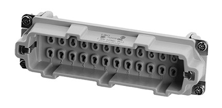 C146 10A024 000 1  24+PE Heavy duty male contact insert for stamped crimp contacts. Contacts ordered separately.  E24