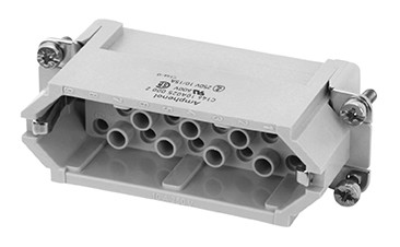 C146 10A025 060 2  25+PE Heavy duty male contact insert with 2xPE termination