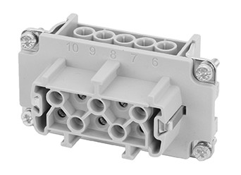 C14610B0031023  3+PE; 2 delayed mating contacts. Female insert with wire protection for screw termination. E10. Comparable to PN# 9340032701