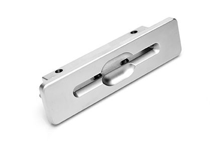 C702N14030E2 Silver metal bezel with coin spacer for PUSHMATIC® smart card connectors.