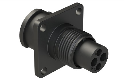 FLS010N2P03  4 (2+2) Position Square Flange Receptacle, Pin, Shell Size 10, Fast Lock Coupling