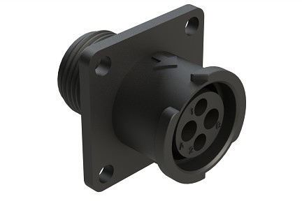 FLS010N2S03  4 (2+2) Position Square Flange Receptacle, Socket, Shell Size 10, Fast Lock Coupling