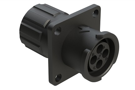 FLS010N4SHEC03  4 Position Square Flange Receptacle, Socket, Shell Size 10, with Endcap, Fast Lock Coupling