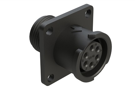 FLS010N6S03  6 Position Square Flange Receptacle, Socket, Shell Size 10, Fast Lock Coupling