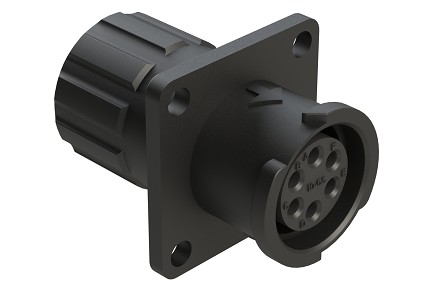 FLS010N6SHEC03  6 Position Square Flange Receptacle, Socket, Shell Size 10, with Endcap, Fast Lock Coupling
