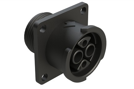 FLS012N2S03  4 (2+2) Position Square Flange Receptacle, Socket, Shell Size 12, Fast Lock Coupling