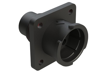 FLS012N4P03-PM  4 Position Square Flange Receptacle, Pin, Shell Size 12, with Seal Gasket, Fast Lock Coupling