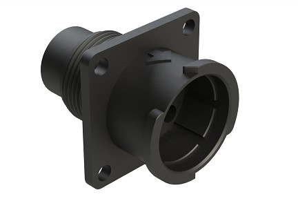 FLS012N4P03  4 Position Square Flange Receptacle, Pin, Shell Size 12, Fast Lock Coupling