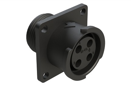 FLS012N4S03  4 Position Square Flange Receptacle, Socket, Shell Size 12, Fast Lock Coupling