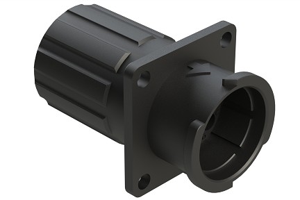 FLS012N8PHEC03  8 Position Square Flange Receptacle, Pin, Shell Size 12, with Endcap, Fast Lock Coupling