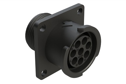 FLS012N8S03  8 Position Square Flange Receptacle, Socket, Shell Size 12, Fast Lock Coupling