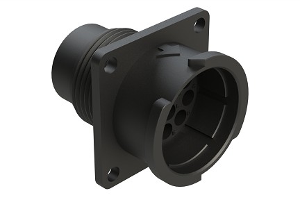 FLS014N12P03  12 Position Square Flange Receptacle, Pin, Shell Size 14, Fast Lock Coupling