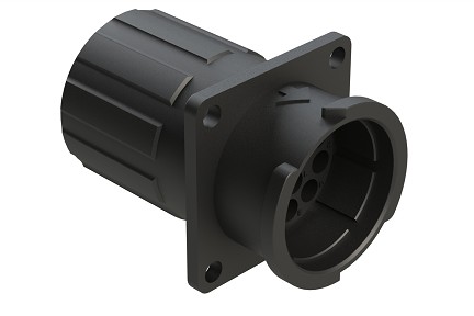 FLS014N12PHEC03  12 Position Square Flange Receptacle, Pin, Shell Size 14, with Endcap, Fast Lock Coupling