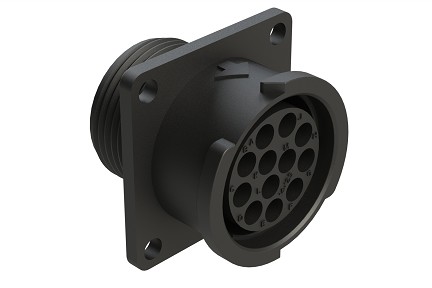 FLS014N12S03  12 Position Square Flange Receptacle, Socket, Shell Size 14, Fast Lock Coupling