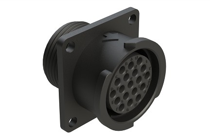 FLS014N19S03  19 Position Square Flange Receptacle, Socket, Shell Size 14, Fast Lock Coupling
