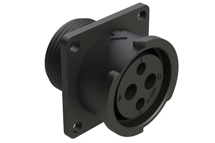 FLS014N2S03  4 (2+2) Position Square Flange Receptacle, Socket, Shell Size 14, Fast Lock Coupling