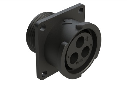 FLS014N3S03  3 Position Square Flange Receptacle, Socket, Shell Size 14, Fast Lock Coupling