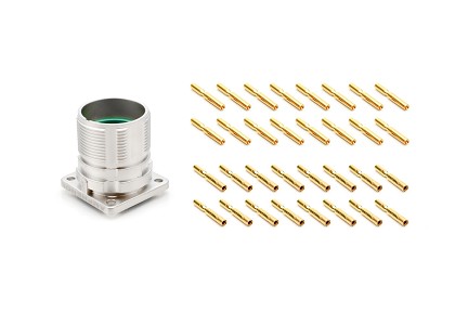 MA2LAP1600S-KIT 16 position receptacle connector kit, flange mount, Checkmate™, Quick locking, P type, counter-clockwise insert, female, contacts included