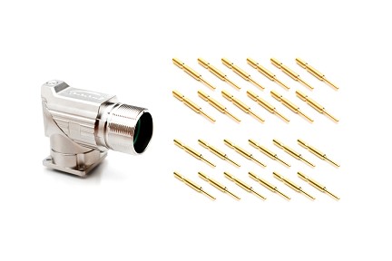 MA5RAE1201-KIT M23, 90° rotatable Receptacle Kit, Checkmate™ Quick Locking, E type CW, 12 positions, male pins, Standard flange (25.7x 25.7)