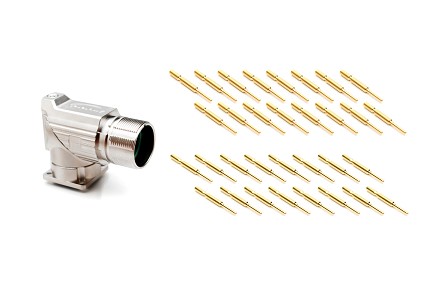 MA5RAE1602-KIT M23, 90° rotatable Receptacle Kit, Checkmate™ Quick Locking, E type CW, 16 positions, male pins, Large flange (28x 28)