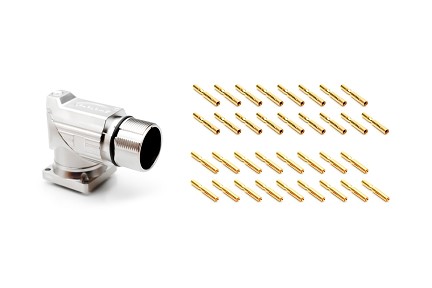 MA7RAE1702S-KIT M23, 90° rotatable Receptacle Kit, threaded, E type CW, 17 positions, female sockets, Large flange (28x 28)