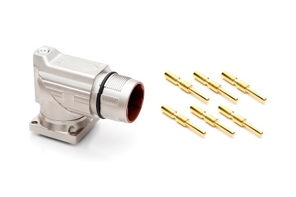 MB7RJN0602-KIT M23, 90° rotatable Receptacle Kit, threaded, 6 positions, male pins, Large flange (28x 28)