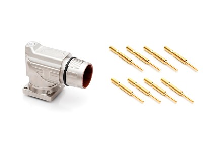 MB7RJN0802-KIT M23, 90° rotatable Receptacle Kit, threaded, 8 positions, male pins, Large flange (28x 28)