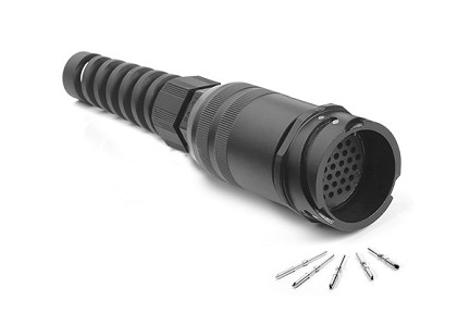 MP-4101-25P  25 Pole Heavy Duty Cable Connector, Male, Black Finish. Contacts Included