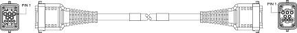 P27790-Mxxx 9 Position Double-ended Cable Assembly with Continuous Flex Plugs, 8/14AWG, Male Straight-Female Straight, Black
