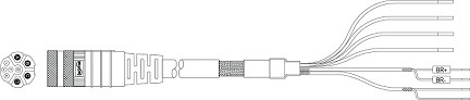 P29167-Mxx Non-flex,  motor power cable with brake, 16AWG, M23, threaded DIN, flying-leads. Compatible part 2090-XXNPMF-16Sxx