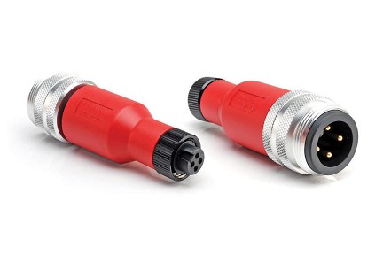 P30871 Male M35 to Female M22 Drop, (1 3/8 - 7/8) 4 Position In-Line Reducer, Red
