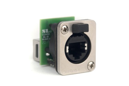 RJXS8FD5T  XLRnet D Type Ethernet Chassis Mount, Feedthrough, CAT5E, Female