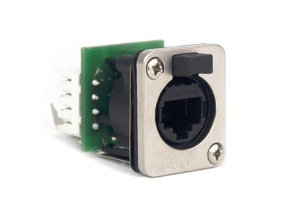 RJXS8FD6I  XLRnet D Type Ethernet Chassis Mount, IDC Terminals, CAT6, Female. IP54