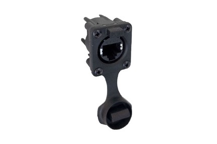 RJXS8FP16HP  8 Pole Ethernet Chassis Mount, IP65 CAT6 Horizontal Panel Mount, 2.5mm to 3.8mm Panel, Potted