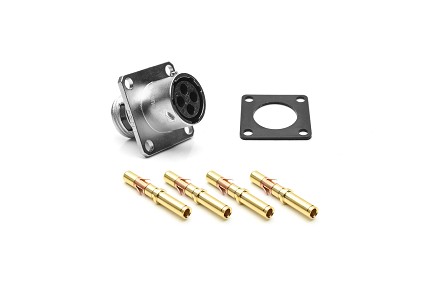 RT00104SKNH03-K  Square Flange Receptacle Kit, Socket, with silicone seal IP69k