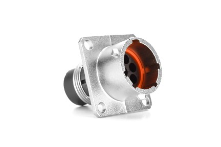 RT00128PKNH03  Receptacle, Square Flange, 8 Position, Male, Shell Size 12, Silicone Seal, IP69K