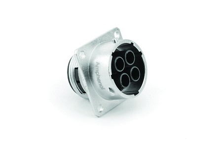 RT00164SNH03  Receptacle, Square Flange, 4 Position, Female, Shell Size 16, with Silicone Seal
